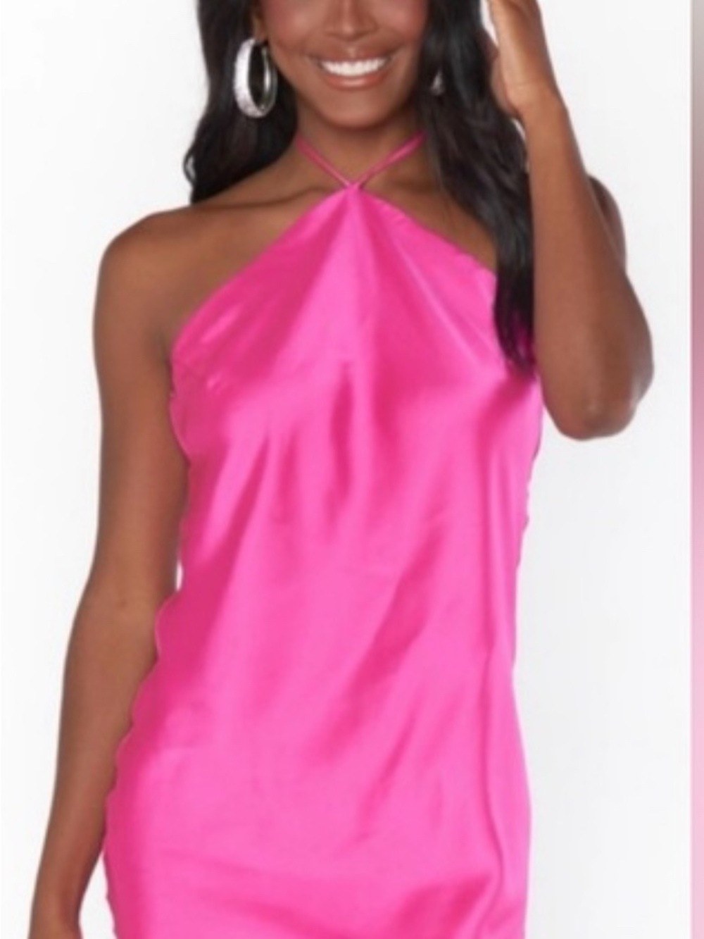 Alice & Trixie 100% silk chemise, strapless above knee hot pink dress